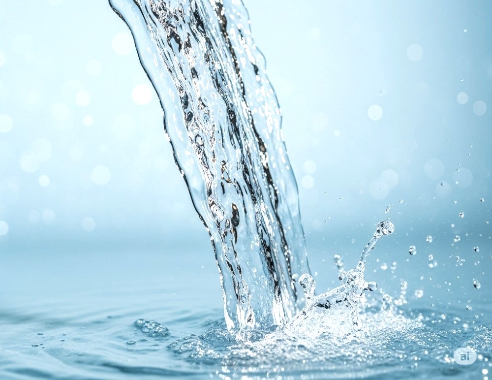 水がしぶきを上げて流れている様子