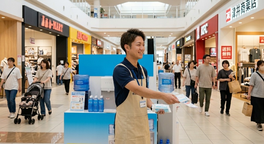 ウォーターサーバーの勧誘をしている男性